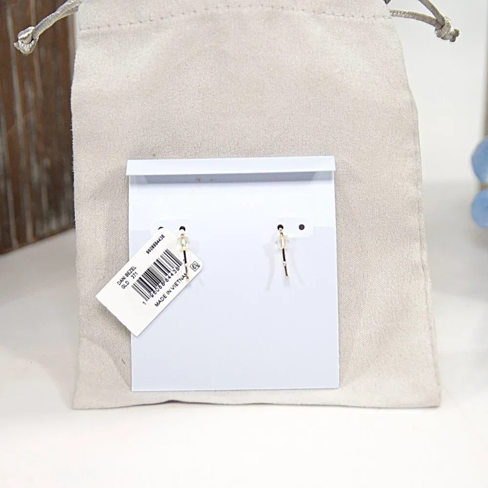 Kendra Scott Dani Gold Bezel Frame Green Tiger's Eye Earrings NWT - Picture 3 of 6